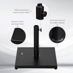 OUTSUNNY 18KG Heavy Duty Steel Square Adjustable Patio Umbrella Base Stand in Black - thumbnail 4