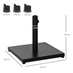 OUTSUNNY 18KG Heavy Duty Steel Square Adjustable Patio Umbrella Base Stand in Black - thumbnail 3