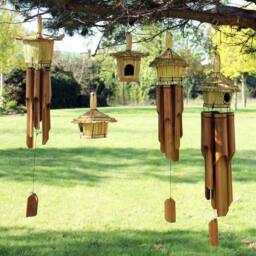 Serenityy Square Seagrass Bird Box with Chimes 49 x 15 cm in Brown - thumbnail 3