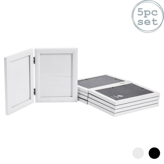 "Nicola Spring 5x Folding 2 Photo Frames - 5 x 7"" Freestanding Picture Display Frame in White" - image 1