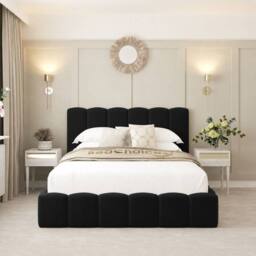 "Bed Choices Mayfair Upholstered Bubble Bed Frame with 54"" Headboard & Chelsea mattress in Black - Size: Double" - thumbnail 2