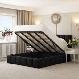 "Bed Choices Mayfair Upholstered Bubble Bed Frame with 54"" Headboard & Chelsea mattress in Black - Size: Double" - thumbnail 4