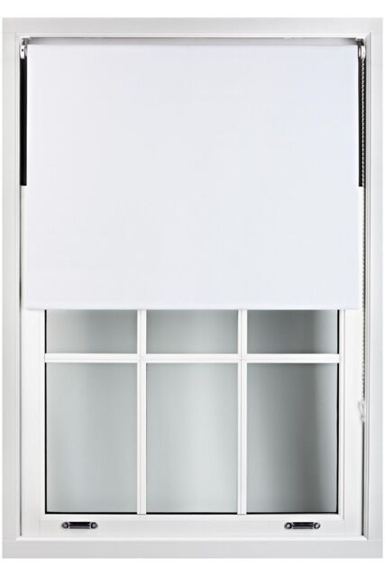 Furnished White Blackout Roller Blinds - Trimmable Window Shade for Home & Office - Size: 135 cm width x 210 cm drop - image 1