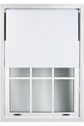 Furnished White Blackout Roller Blinds - Trimmable Window Shade for Home & Office - Size: 135 cm width x 210 cm drop