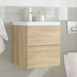 Berkfield Home 2 Piece Bathroom Furniture Set Sonoma Oak Engineered Wood in Brown - thumbnail 3