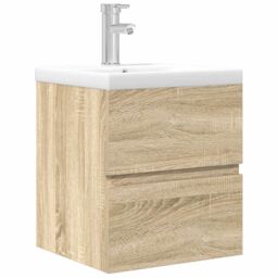 Berkfield Home 2 Piece Bathroom Furniture Set Sonoma Oak Engineered Wood in Brown - thumbnail 2