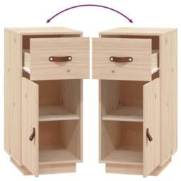 Berkfield Home Sideboard 34x40x75 cm Solid Wood Pine in Light Brown - Size: 34 x 40 x 75 cm - thumbnail 9