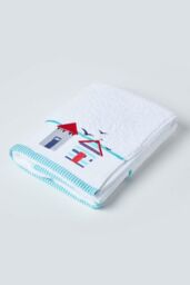 Homescapes White & Blue Beach Hut Towel - thumbnail 4