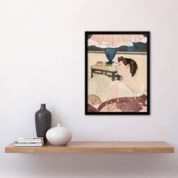Artery8 The Lamp Woman With Fan Painting Cassatt Vintage Framed Wall Art Print - Size: A4 - thumbnail 4