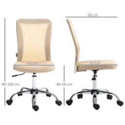 EONLION Armless Office Chair with Mesh Back Wheels Beige - thumbnail 2