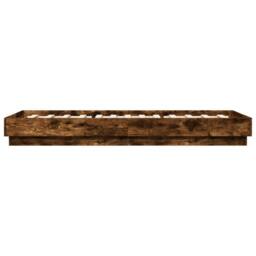 Berkfield Home Durable Bed Frame without Mattress with LED Lights Smoked Oak 100 in Brown - thumbnail 7