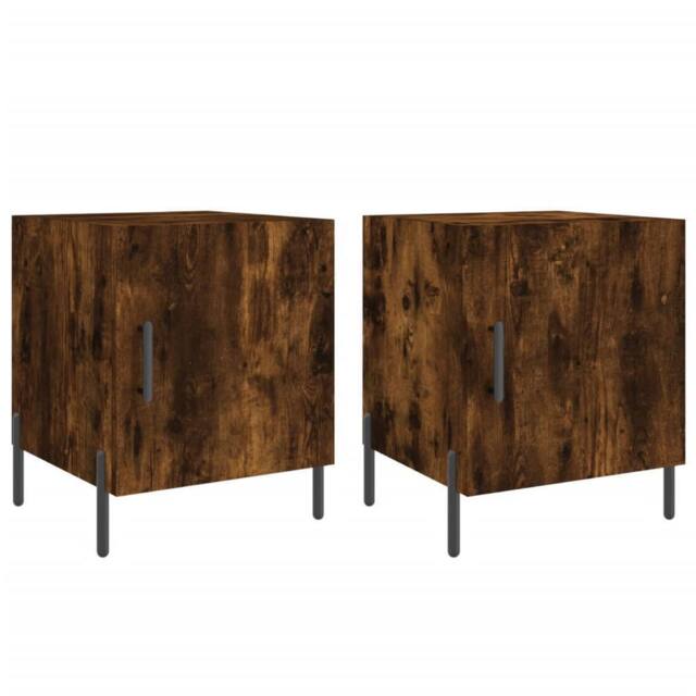 Berkfield Home Bedside Cabinets 2 pcs Smoked Oak 40x40x50 cm Engineered Wood in Brown - Size: 40 x 40 x 50 cm - image 1
