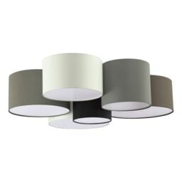 Loops Wall Flush Ceiling Light White Shade Brown Grey White Black Fabric E27 6x40W - thumbnail 1