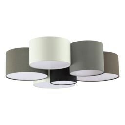 Loops Wall Flush Ceiling Light White Shade Brown Grey White Black Fabric E27 6x40W