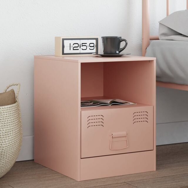 Berkfield Home Bedside Cabinet Pink 34.5x39x44 cm Steel - image 1