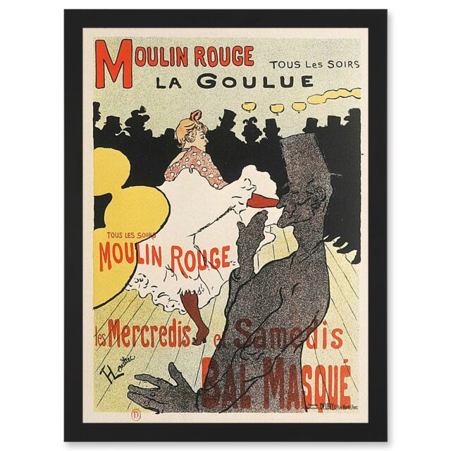 Artery8 Toulouse-Lautrec Dancer La Goulue Moulin Rouge Vintage French Advert Artwork Framed Wall Art Print A4 in Black - image 1