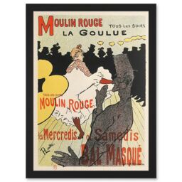 Artery8 Toulouse-Lautrec Dancer La Goulue Moulin Rouge Vintage French Advert Artwork Framed Wall Art Print A4 in Black - thumbnail 1