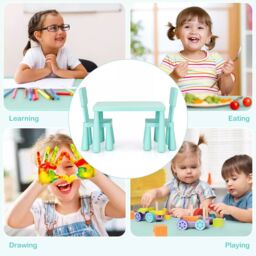 Costway 3 PCS Table & Chair Set Toddler Activity Center Writing Desk in Green - thumbnail 4