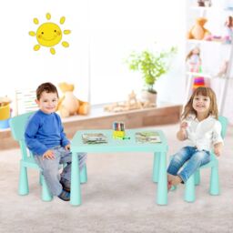 Costway 3 PCS Table & Chair Set Toddler Activity Center Writing Desk in Green - thumbnail 5