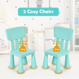 Costway 3 PCS Table & Chair Set Toddler Activity Center Writing Desk in Green - thumbnail 2