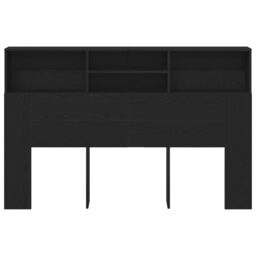 Berkfield Home Headboard Cabinet in Black Oak - 160x19x103.5 cm Made from Engineered Wood - thumbnail 6
