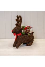 KDMD Sitting Reindeer Planter with Christmas Scarf TD 9cm in Dark Brown - thumbnail 2