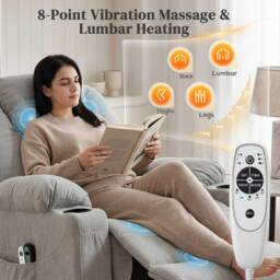 HOMCOM Power Lift Recliner Chair with Vibration Massage, Light Grey - thumbnail 4