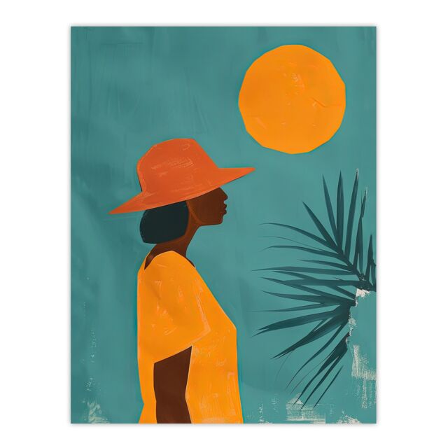 "Artery8 Wall Art Print Noon Morocco Africa Sun Simple Bold Painting Poster in Blue - Size: W12"" x H16""" - image 1