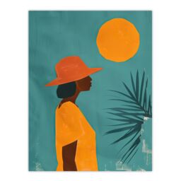 "Artery8 Wall Art Print Noon Morocco Africa Sun Simple Bold Painting Poster in Blue - Size: W12"" x H16""" - thumbnail 1