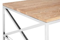 Orsina Durable Coffee Table, Oak Table Top Decorative Coffee Table For Livingroom, Sturdy Modern Coffee Table in Silver - thumbnail 5