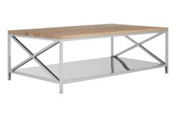 Orsina Durable Coffee Table, Oak Table Top Decorative Coffee Table For Livingroom, Sturdy Modern Coffee Table in Silver - thumbnail 2