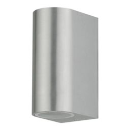 First Choice Lighting Set of 2 Drayton - Brushed Aluminium Outdoor Twin Wall Lights in Silver - thumbnail 3