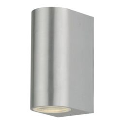 First Choice Lighting Set of 2 Drayton - Brushed Aluminium Outdoor Twin Wall Lights in Silver - thumbnail 2
