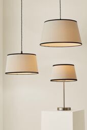 ValueLights Aspen Linen Black Trim Edge Tapered Easy Fit Pendant Lamp Shade in Off-White - Size: Medium - thumbnail 8