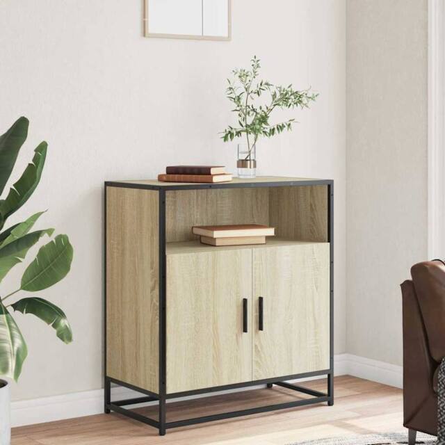 Berkfield Home Sideboard Sonoma Oak 68x35x76 cm Engineered Wood in Light Brown - Size: 68 x 35 x 76 cm - image 1