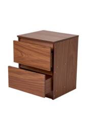 Living and Home 2-Drawer Wooden Nightstand Bedside Table in Walnut Colour - thumbnail 6