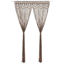 Berkfield Home Macrame Curtain Taupe 140x240 cm Cotton - thumbnail 2