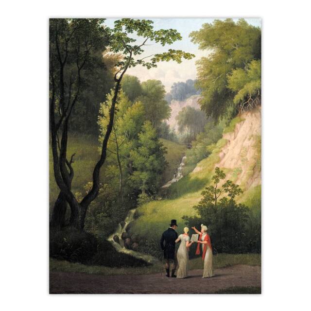 "Artery8 CW Eckersberg The Devil's Cleft at Liselund Manor Wall Art Print in Green - Size: W12"" x H16""" - image 1