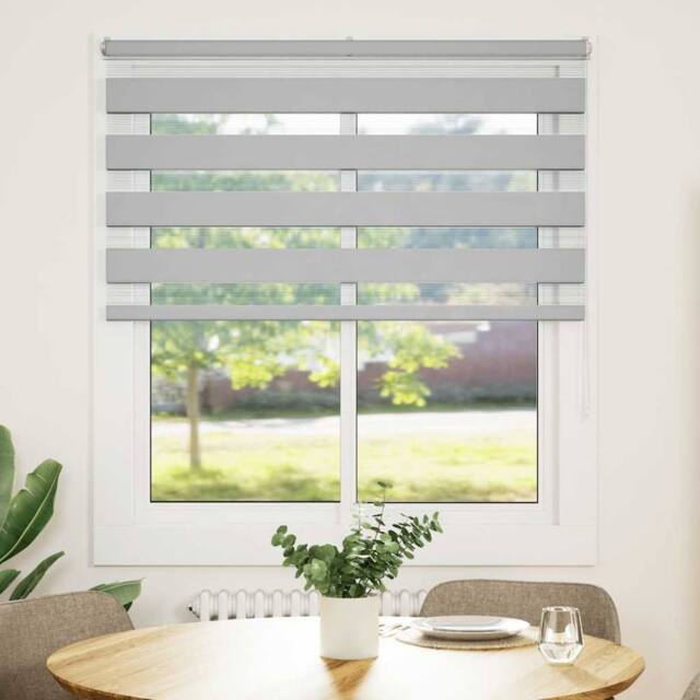 Berkfield Home Zebra Blind Light Grey 130x150 cm Fabric Width 125.9 cm Polyester - image 1