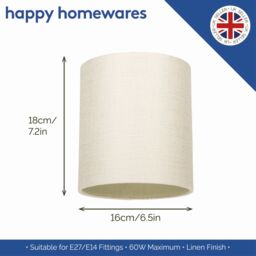 Happy Homewares Contemporary & Sleek Linen Fabric Lampshade in Cream - Size: 6 inches - thumbnail 5