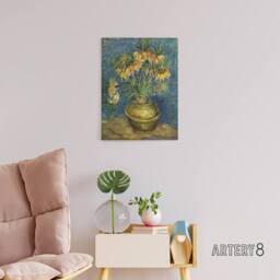 "Artery8 Van Gogh Fritillaries In Copper Vase Canvas Wall Art Print - Size: W18"" x H24""" - thumbnail 3