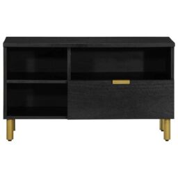 Berkfield Home TV Cabinet Black 80x33x46 cm Engineered Wood - Size: 80 x 33 x 46 cm - thumbnail 3