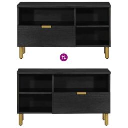 Berkfield Home TV Cabinet Black 80x33x46 cm Engineered Wood - Size: 80 x 33 x 46 cm - thumbnail 6