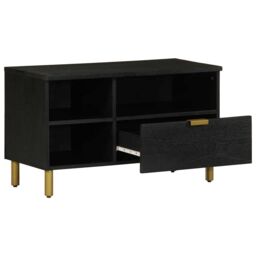 Berkfield Home TV Cabinet Black 80x33x46 cm Engineered Wood - Size: 80 x 33 x 46 cm - thumbnail 2