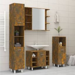 Berkfield Home Spacious Bathroom Cabinet Smoked Oak 30x30x179 cm Engineered Wood in Brown - Size: 30 x 30 x 179 cm