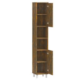 Berkfield Home Spacious Bathroom Cabinet Smoked Oak 30x30x179 cm Engineered Wood in Brown - Size: 30 x 30 x 179 cm - thumbnail 8