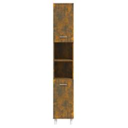 Berkfield Home Spacious Bathroom Cabinet Smoked Oak 30x30x179 cm Engineered Wood in Brown - Size: 30 x 30 x 179 cm - thumbnail 6
