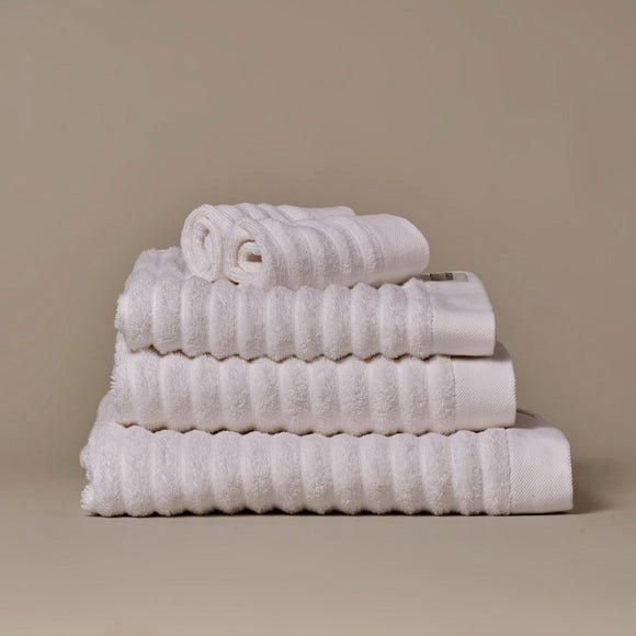 Misona Luxury Ribbed Bath Towel - 100% GOTS Cotton in White - image 1