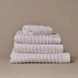 Misona Luxury Ribbed Bath Towel - 100% GOTS Cotton in White - thumbnail 1