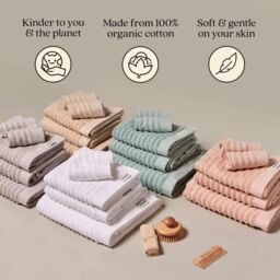 Misona Luxury Ribbed Bath Towel - 100% GOTS Cotton in White - thumbnail 6
